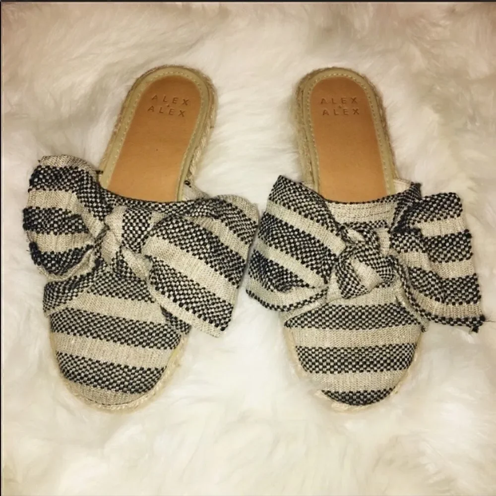 ALEX + ALEX Stripe Espadrille with Bow Siz…‎